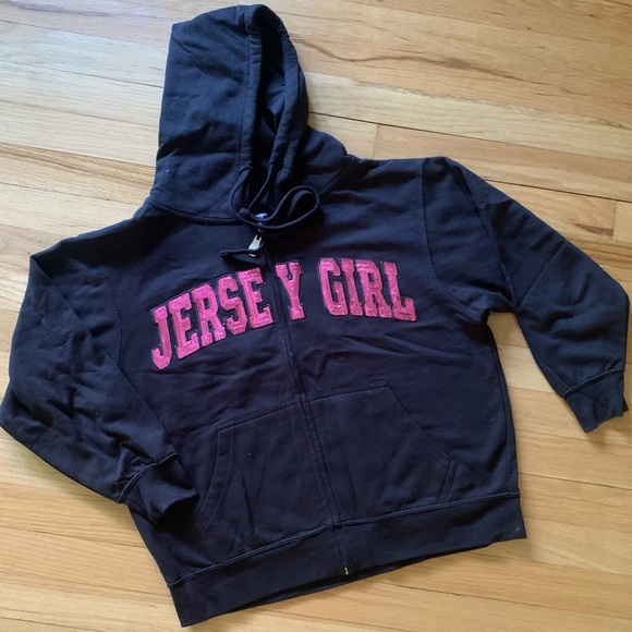 Jersey Girl Zip Hoody w/ Sequined Letters Med/Large (READ DESCRIPTION) - Picture 3 of 11